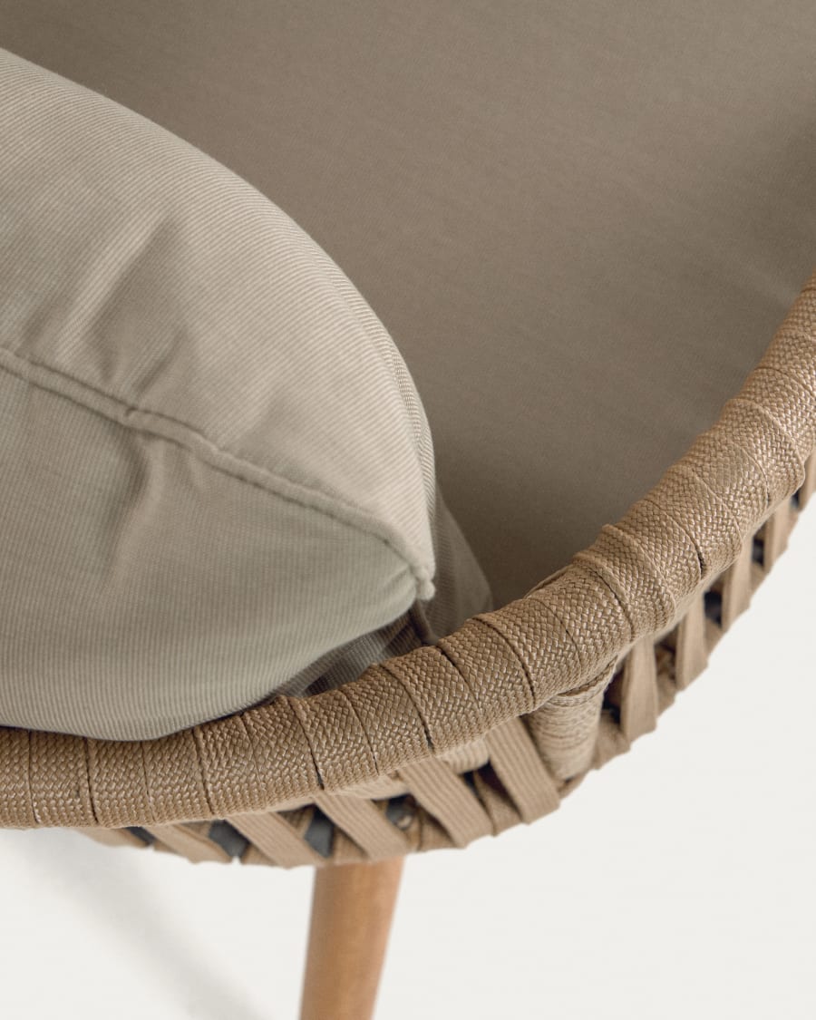 Hemlice chair in beige rope with solid acacia legs FSC 100%