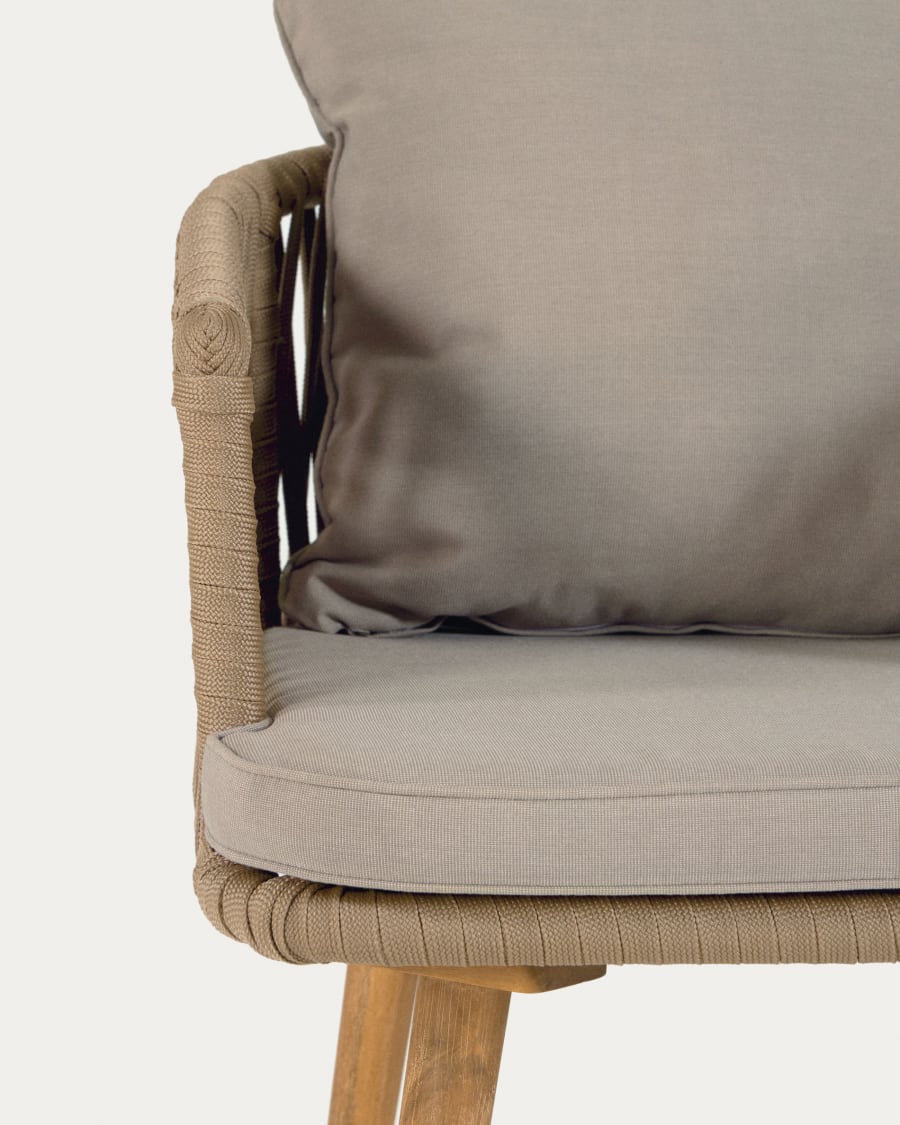 Hemlice chair in beige rope with solid acacia legs FSC 100%