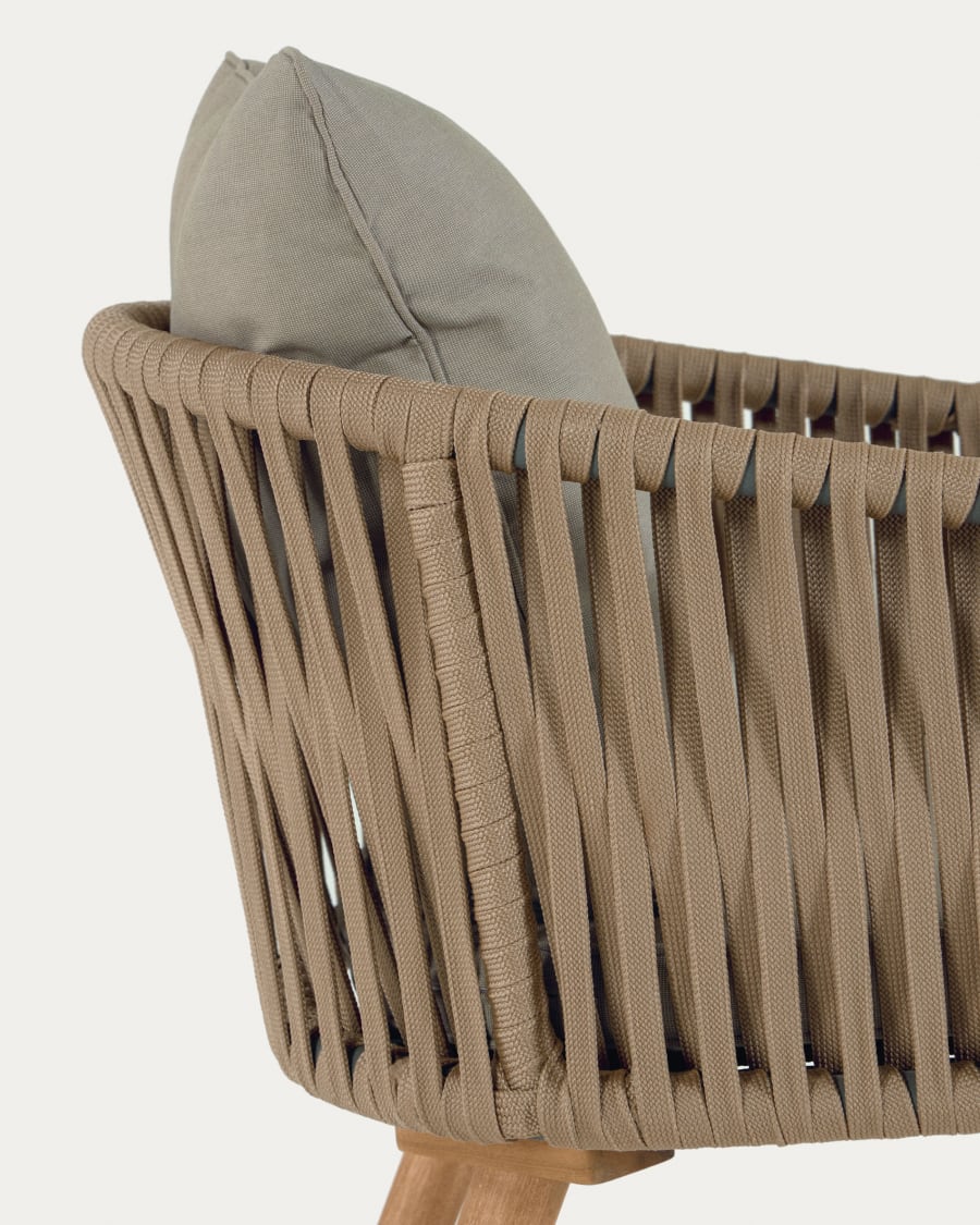 Hemlice chair in beige rope with solid acacia legs FSC 100%