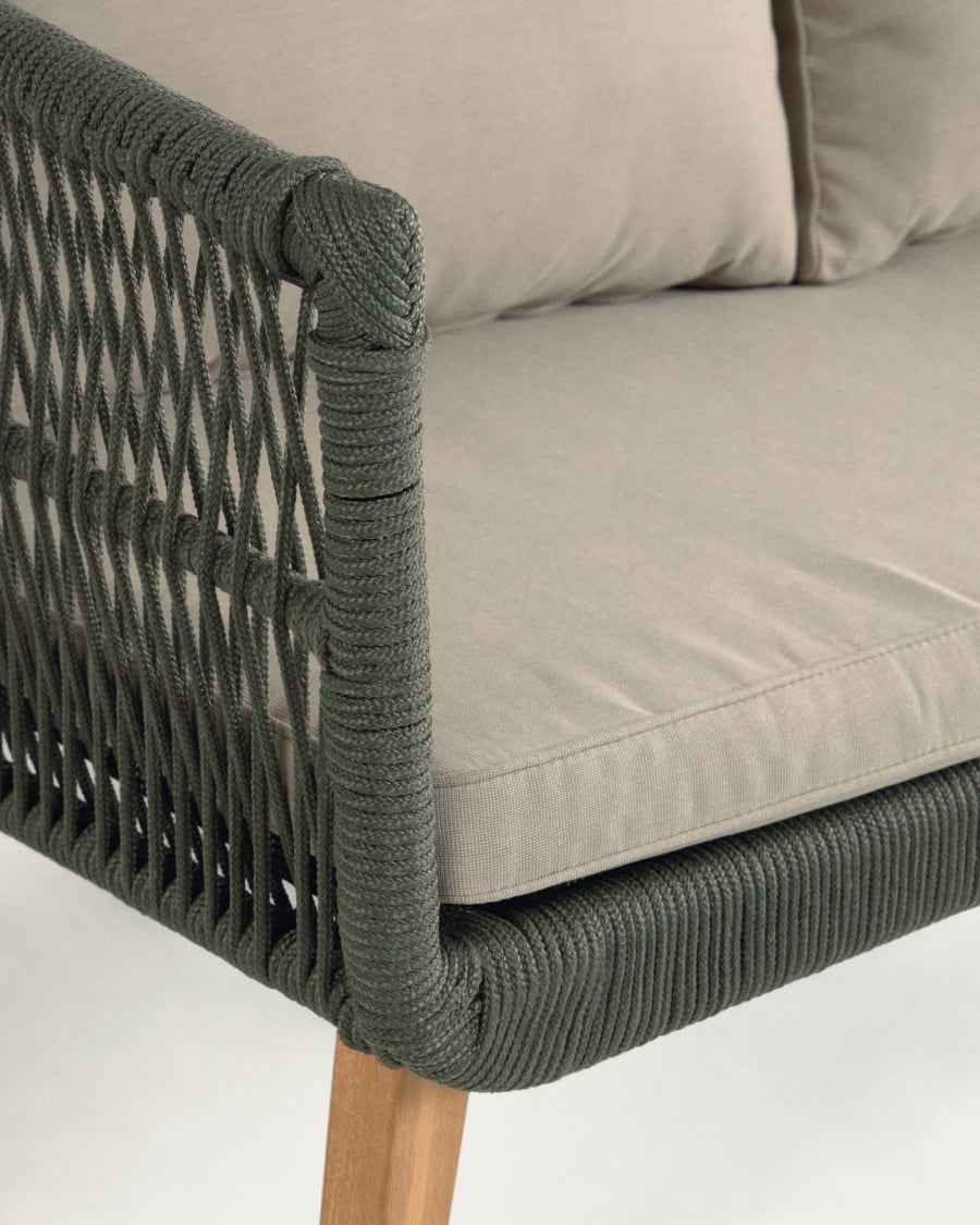 Set Inti 2-Sitzer Sofa und 2 Stühle mit grünem Seil FSC 100%