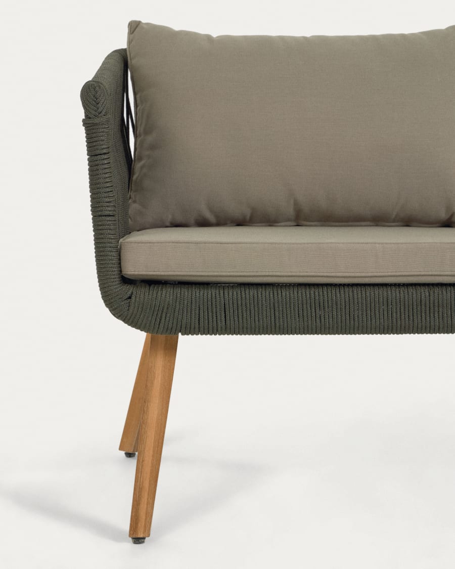 Set Inti 2-Sitzer Sofa und 2 Stühle mit grünem Seil FSC 100%