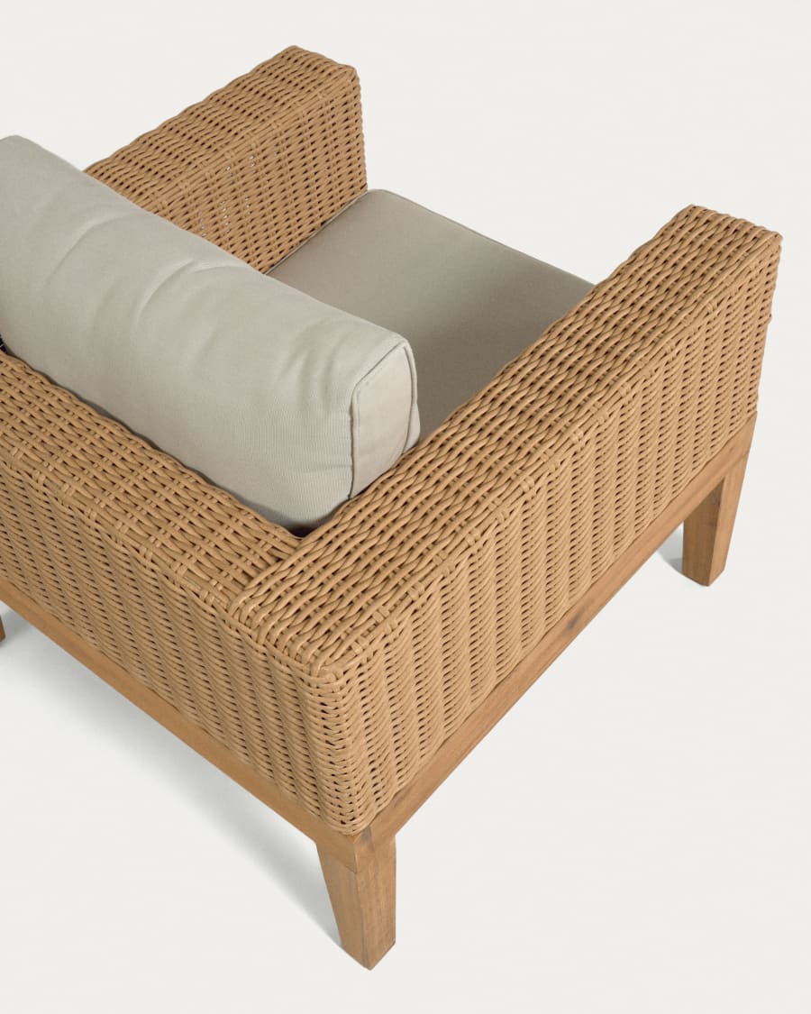 Giana armchair in solid acacia wood and rattan FSC 100%