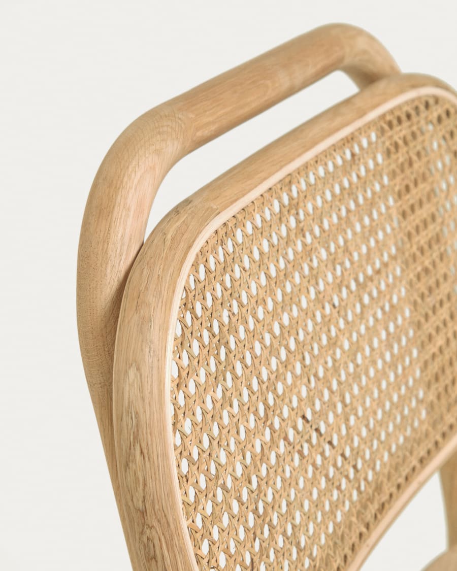 Doriane solid oak chair with natural finish and upholstered seat FSC Mix Credit