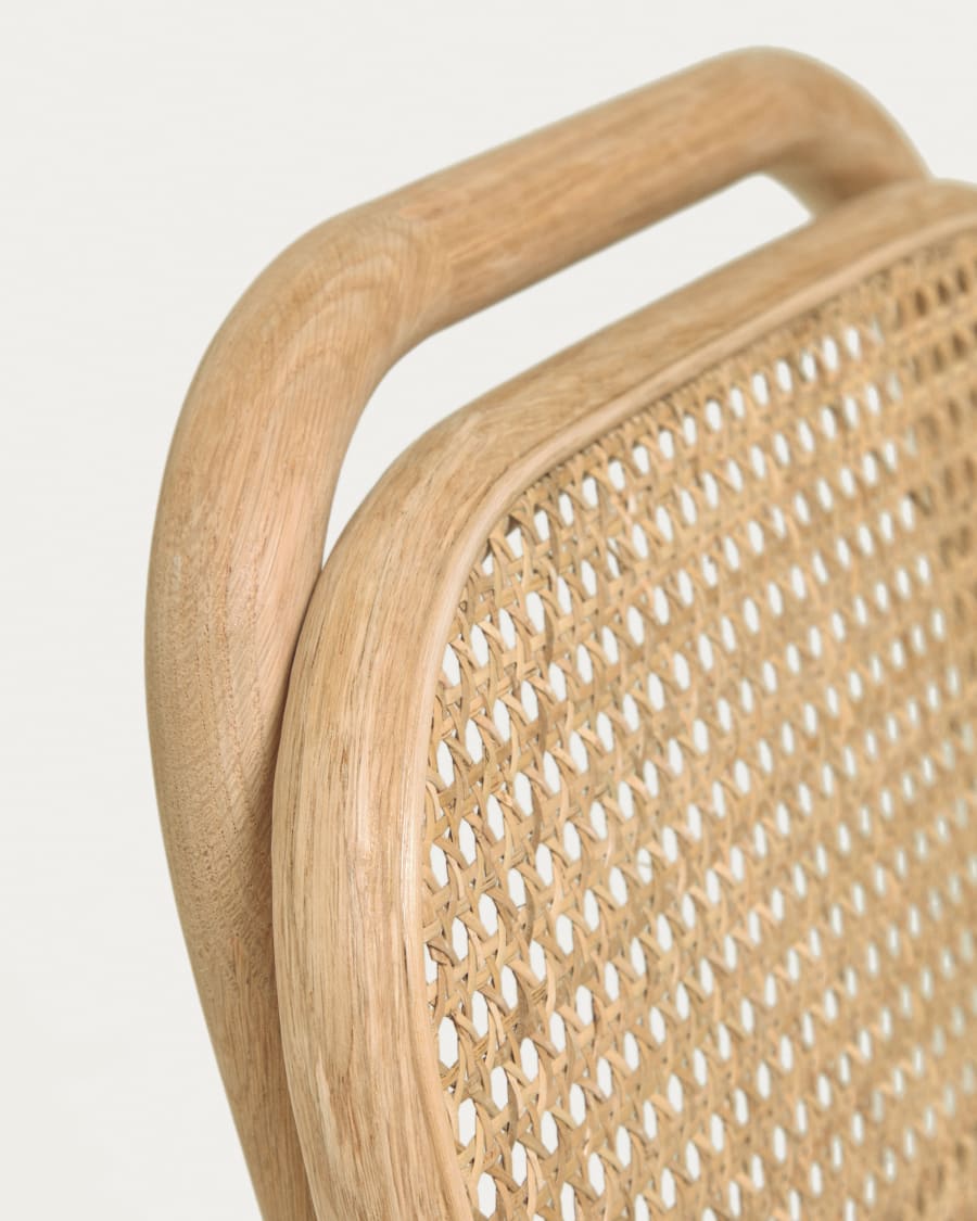 Doriane 65 cm height solid oak stool with natural finish and upholstered seat FSC Mix Credit