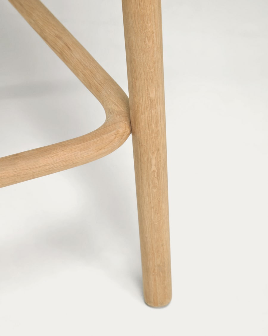 Doriane 65 cm height solid oak stool with natural finish and upholstered seat FSC Mix Credit