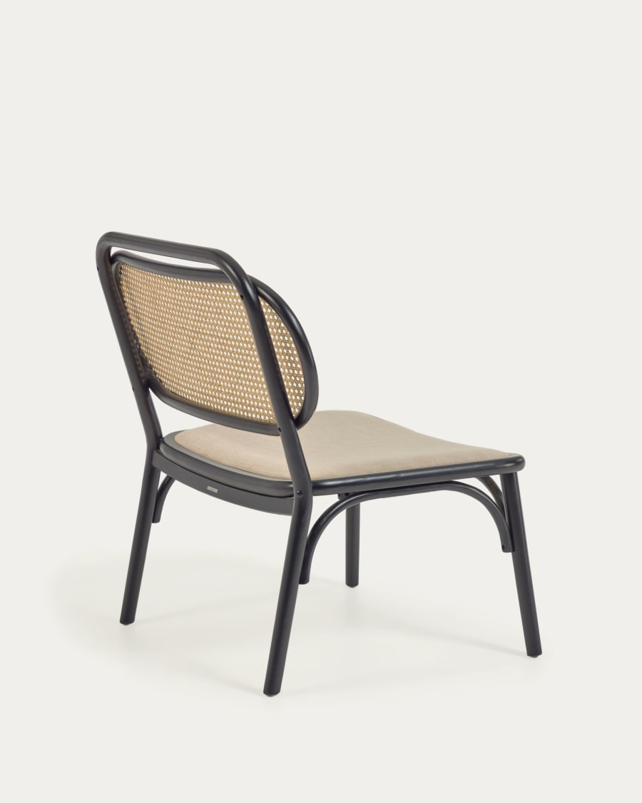 Doriane Sessel massive Ulme schwarzes Lackfinish gepolsterter Sitz