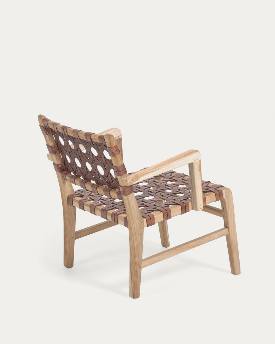 Nuru armchair in solid teak wood and leather