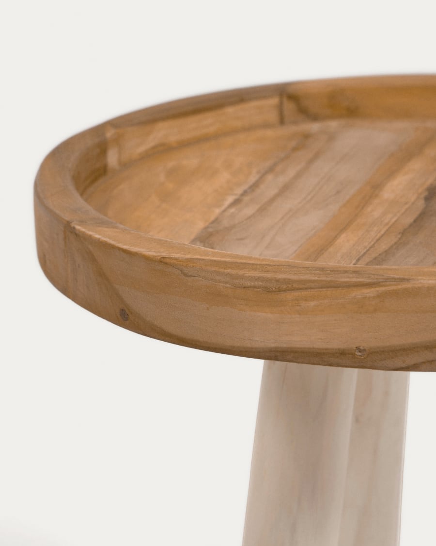 Glenda round solid teak wood side table, Ø 35 cm