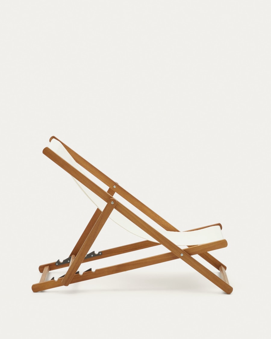 Adredna solid acacia outdoor deck chair in beige FSC 100%