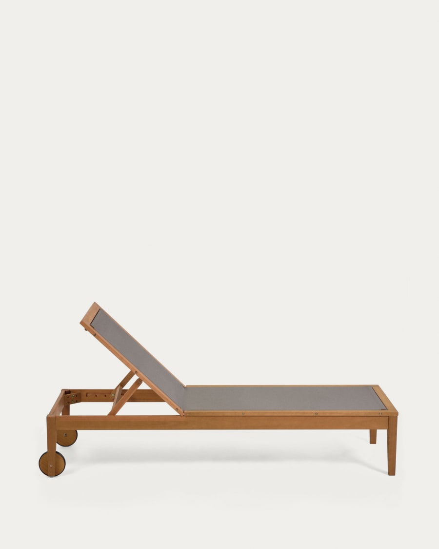 Caterin solid eucalyptus wood outdoor sun lounger in grey, FSC 100%