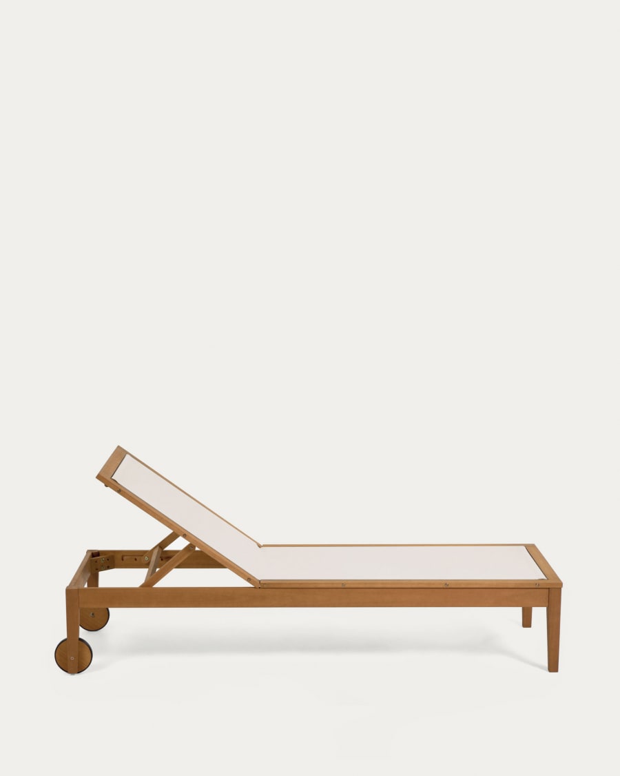 Caterin solid eucalyptus wood outdoor sun lounger in beige, FSC 100%