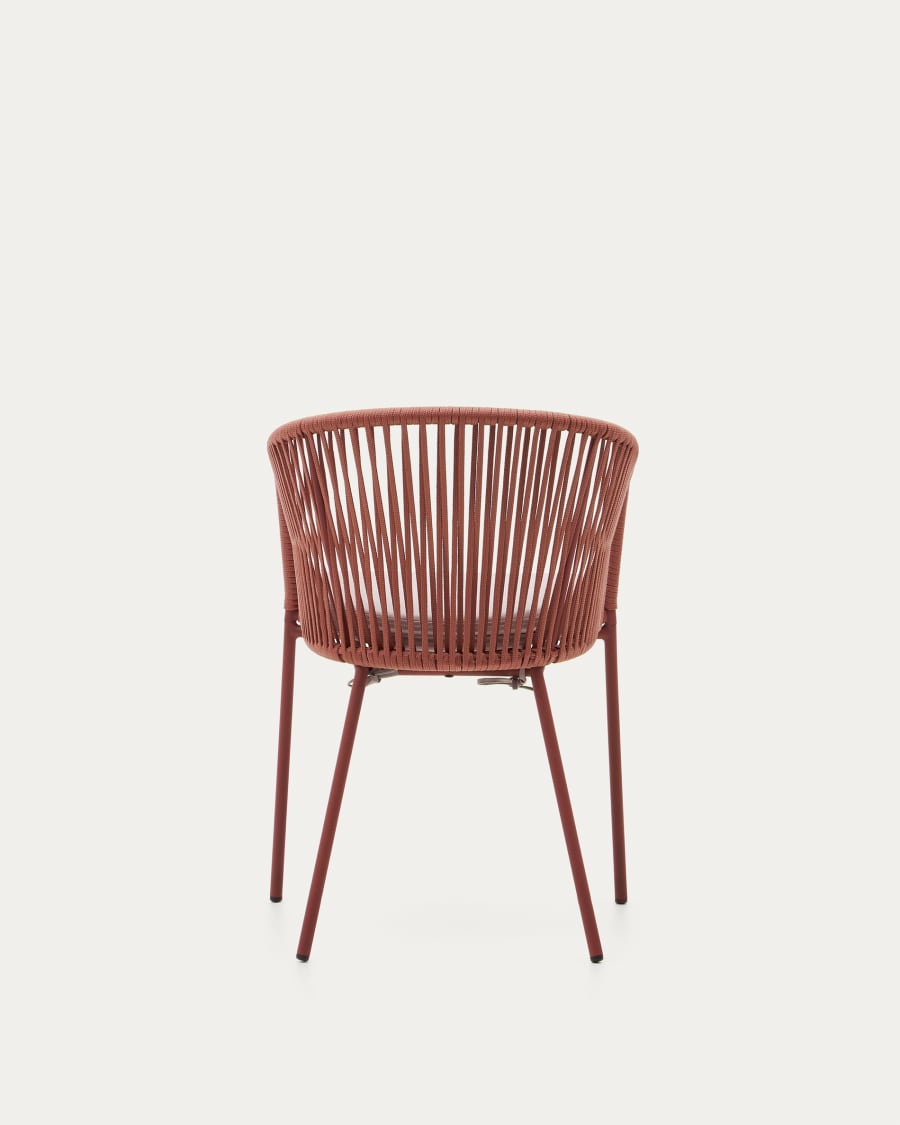 Yanet terracotta rope chair with galvanised steel legs