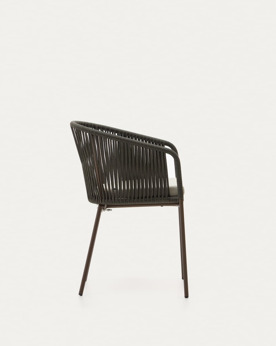 Yanet green rope chair with galvanised steel legs