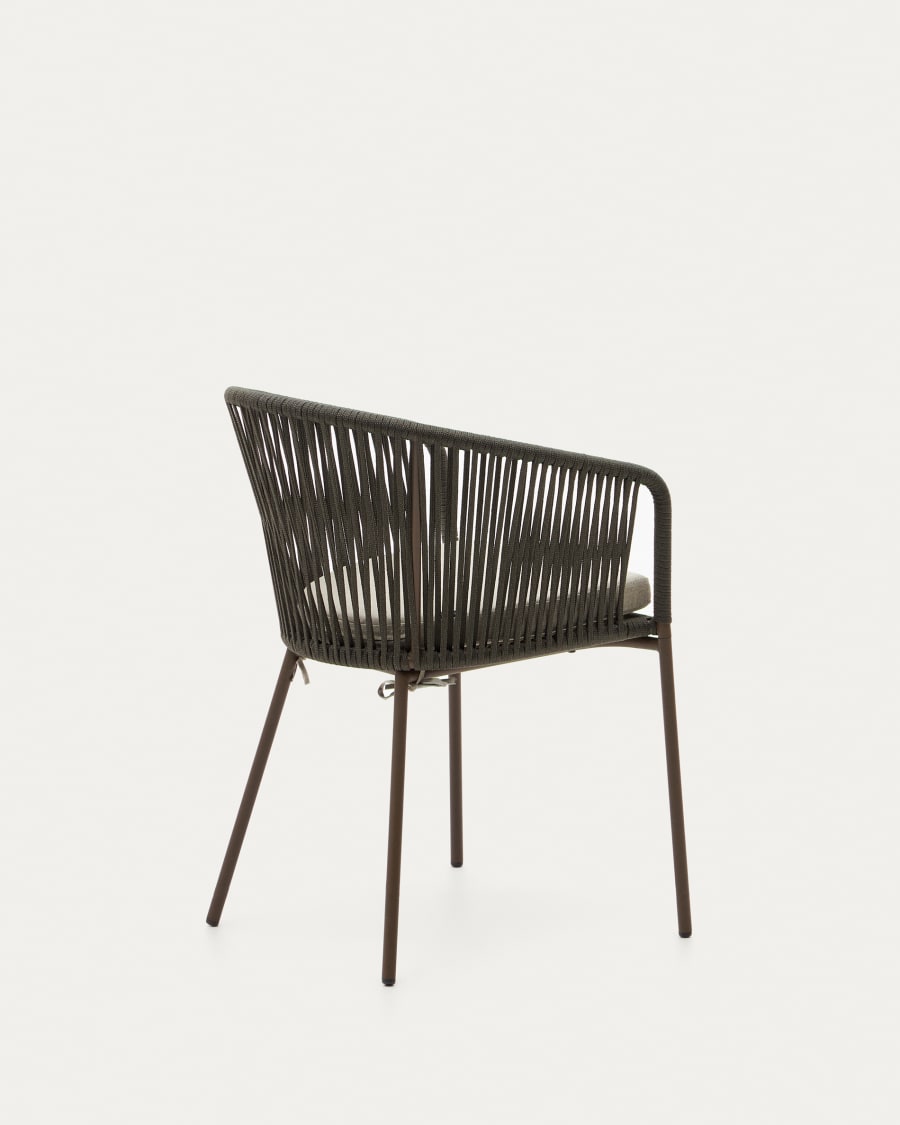 Yanet green rope chair with galvanised steel legs