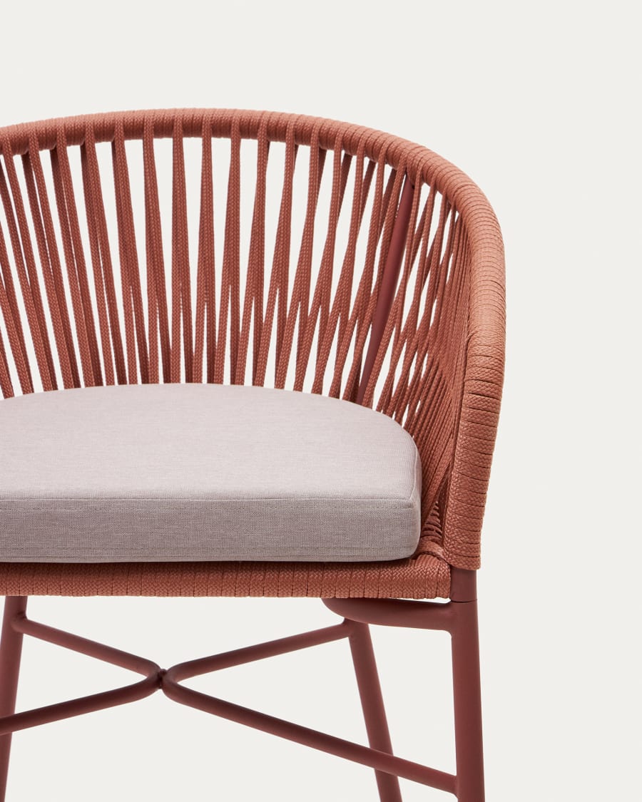 Yanet stool made from terracotta cord and galvanised steel, height 65 cm