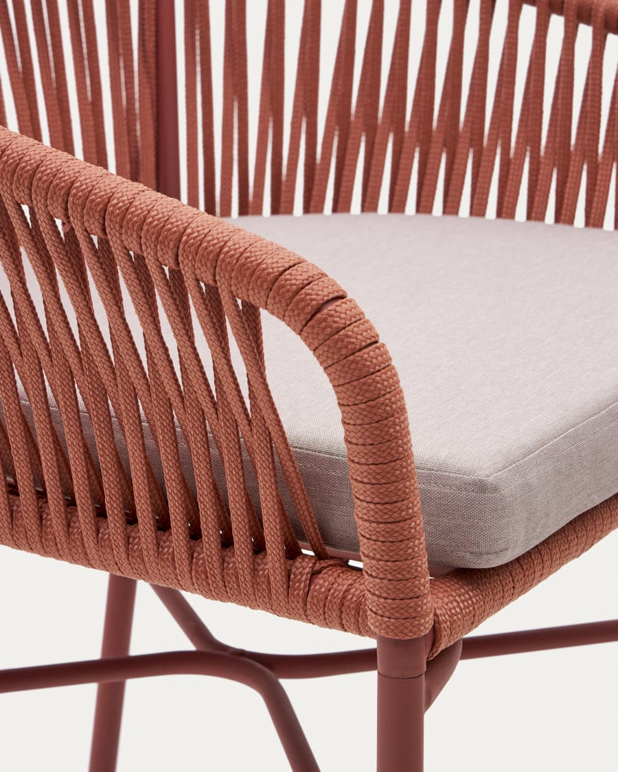 Yanet stool made from terracotta cord and galvanised steel, height 65 cm