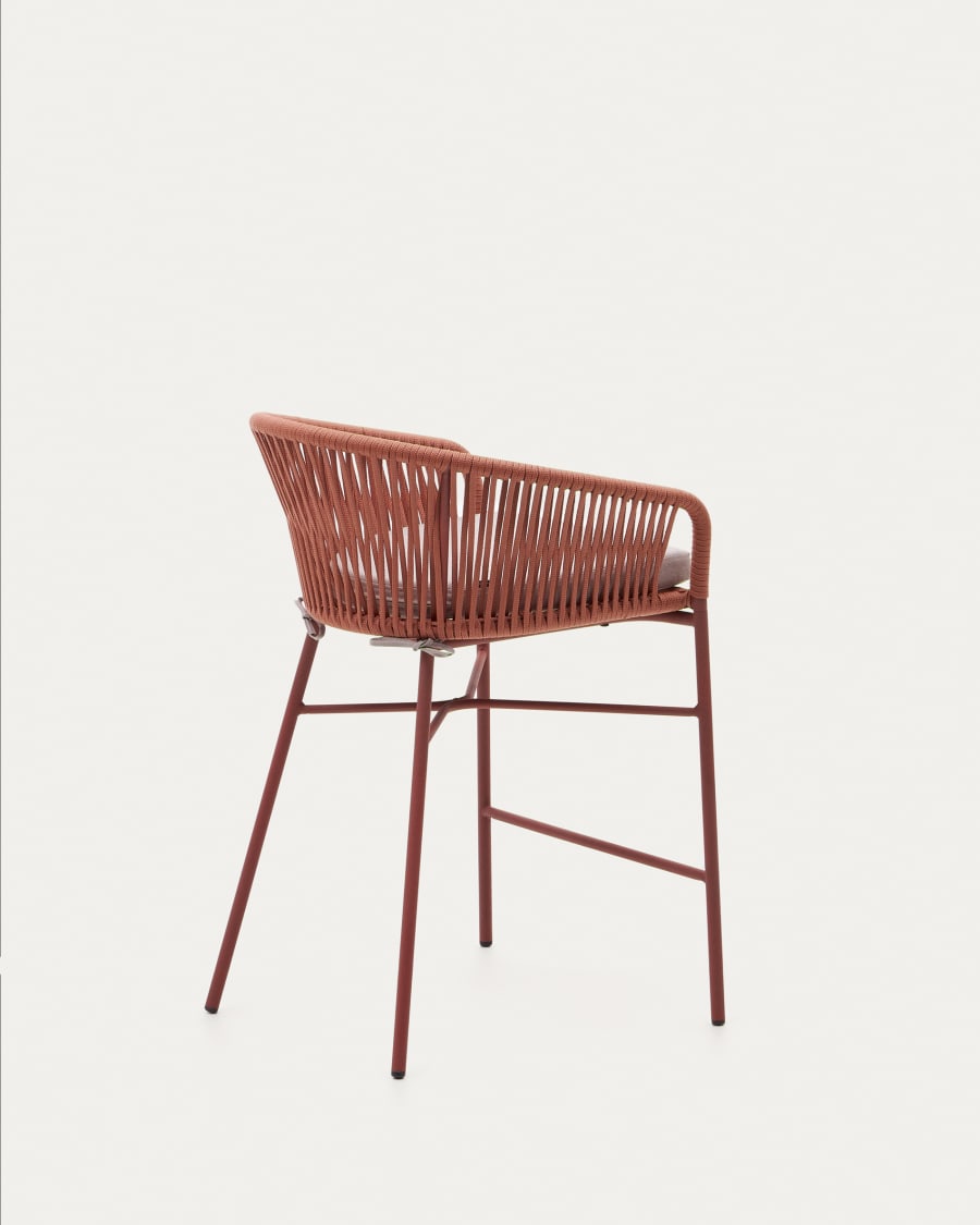 Yanet stool made from terracotta cord and galvanised steel, height 65 cm