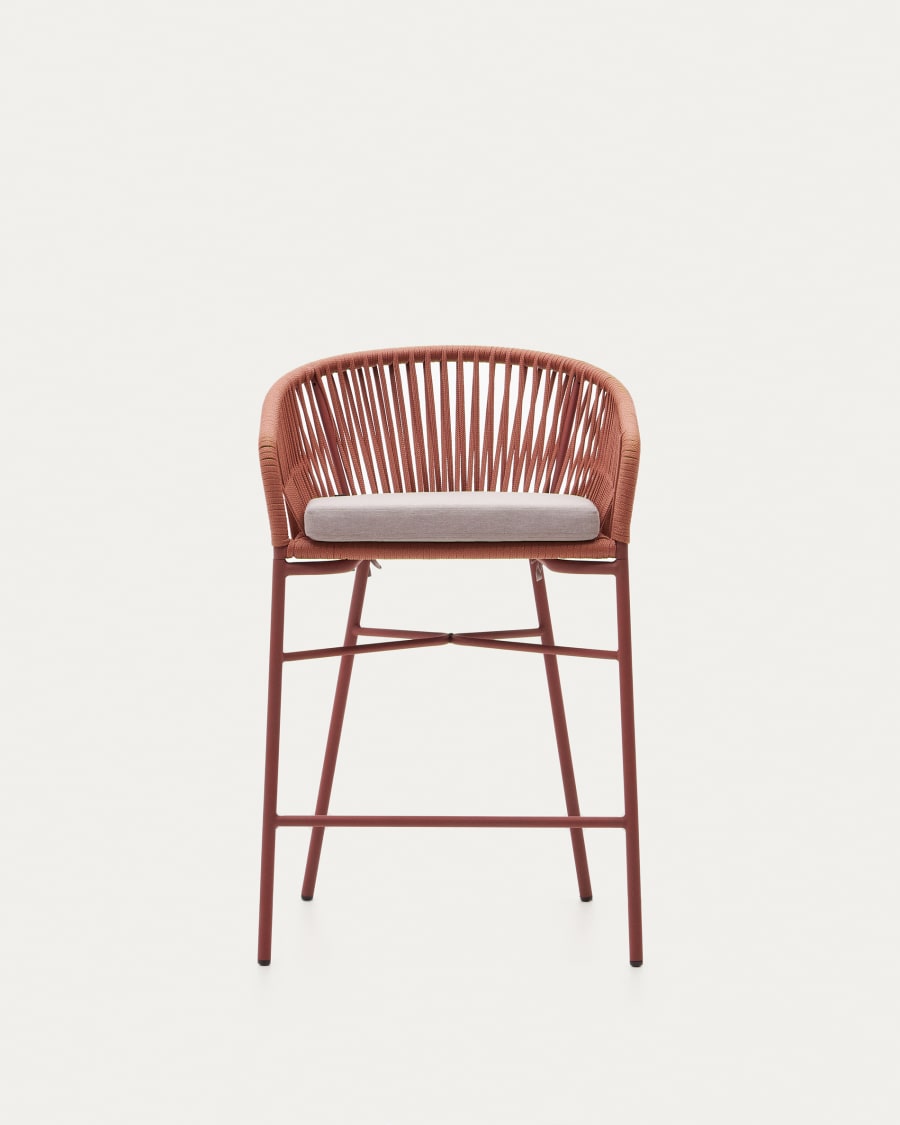 Yanet stool made from terracotta cord and galvanised steel, height 65 cm