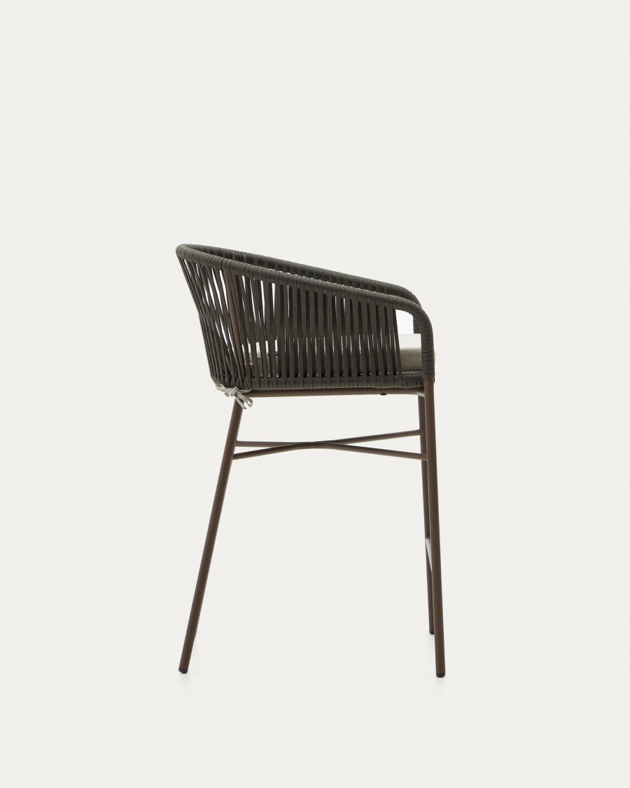 Yanet stool made from green cord and galvanised steel, height 65 cm