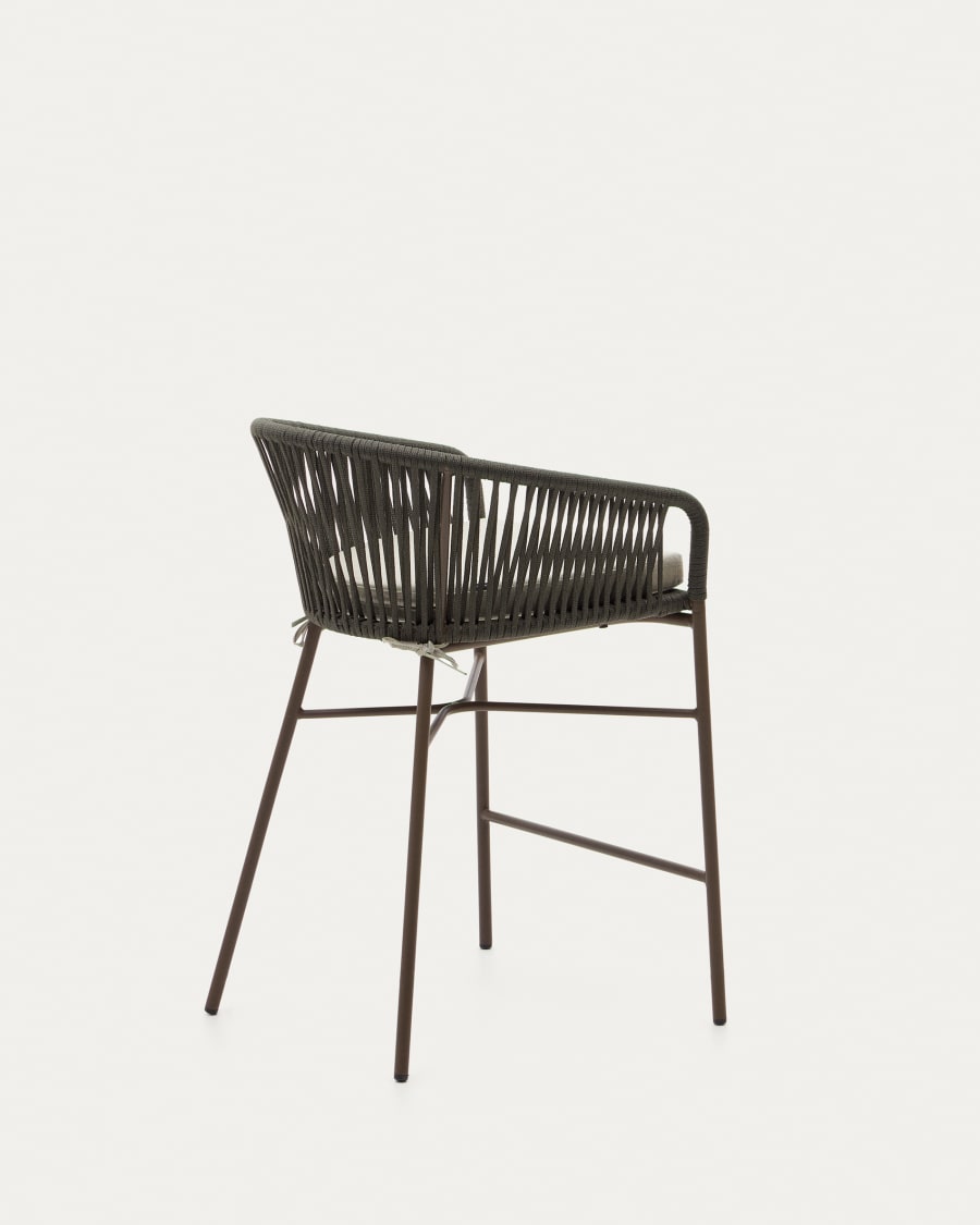 Yanet stool made from green cord and galvanised steel, height 65 cm