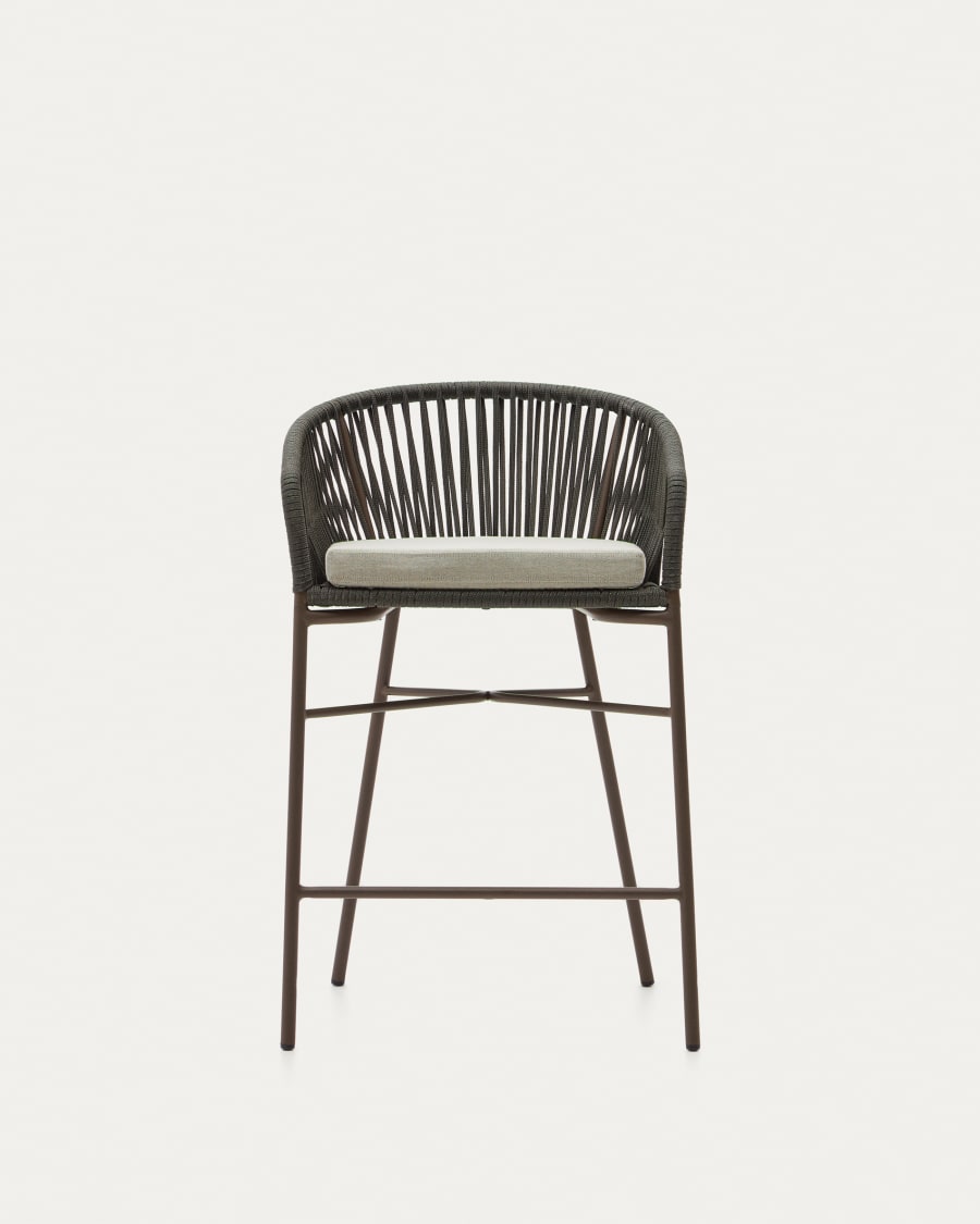 Yanet stool made from green cord and galvanised steel, height 65 cm