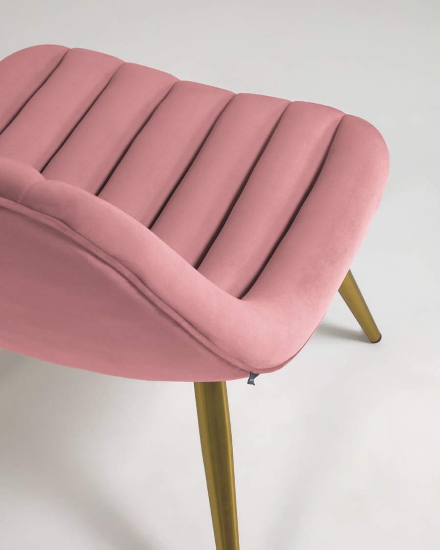 Marlene pink velvet chair with steel legs with gold finish