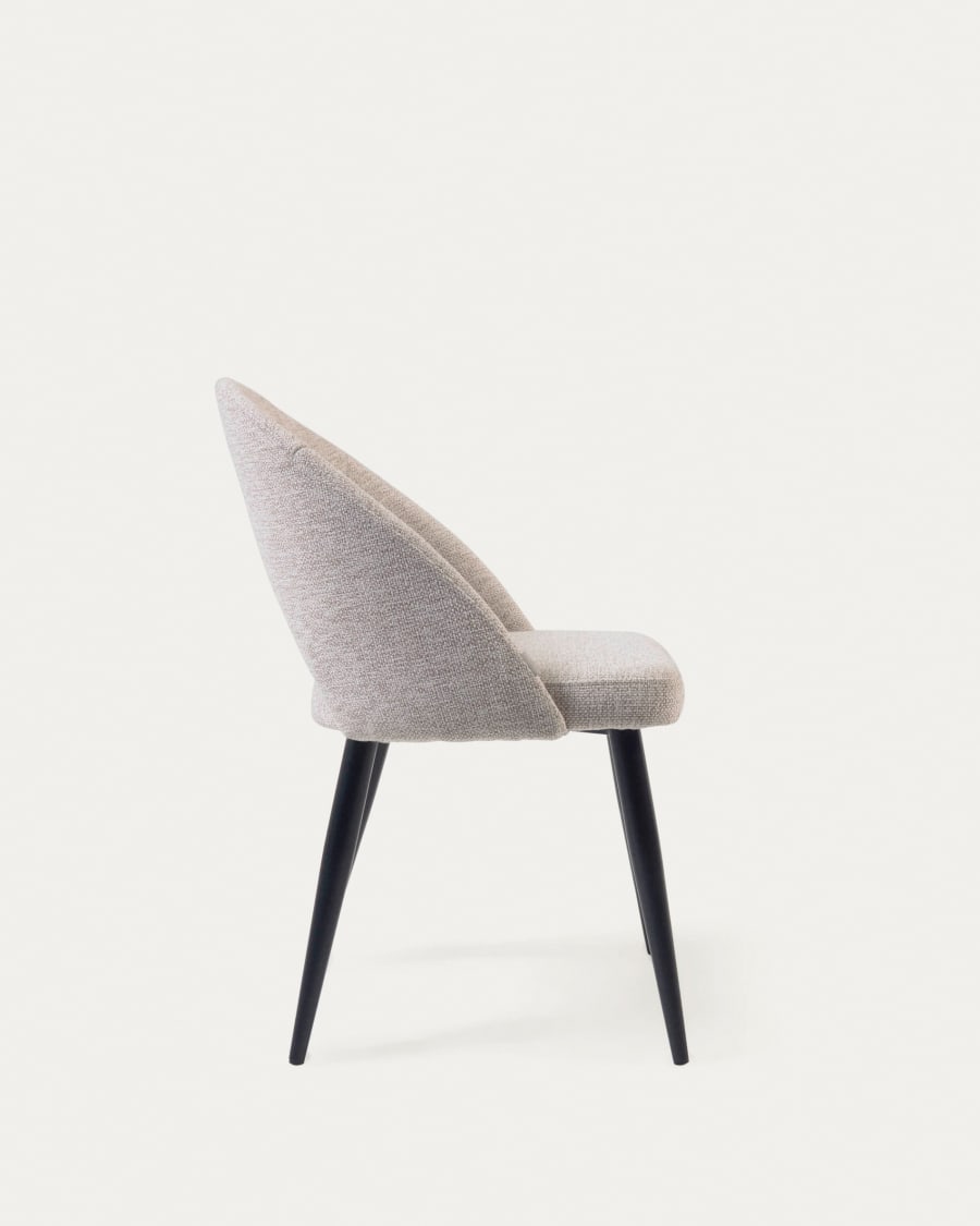 Beige Mael chair with steel legs with black finish FSC 100%