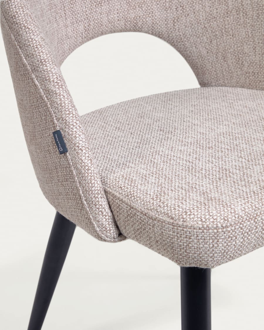 Beige Mael chair with steel legs with black finish FSC 100%
