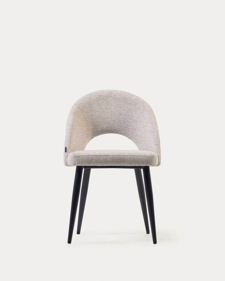 Beige Mael chair with steel legs with black finish FSC 100%