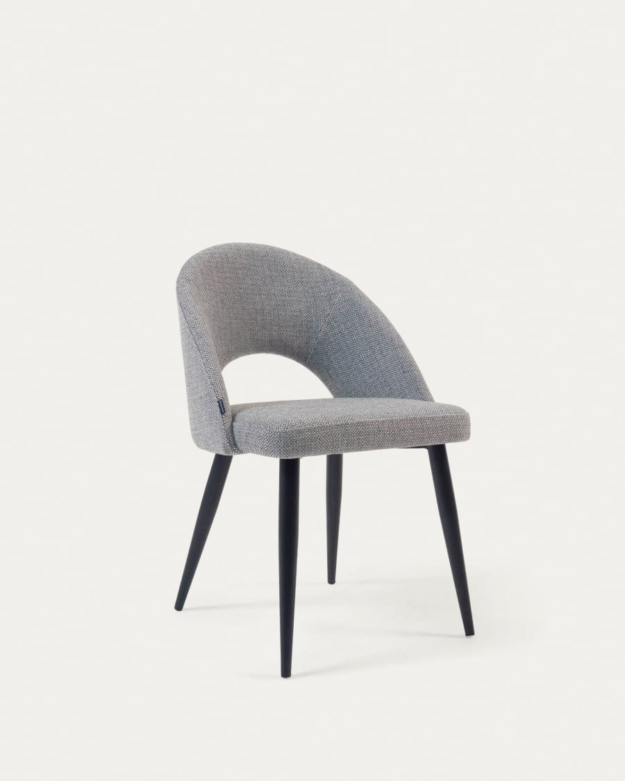 Grey Mael chair with steel legs with black finish FSC 100%