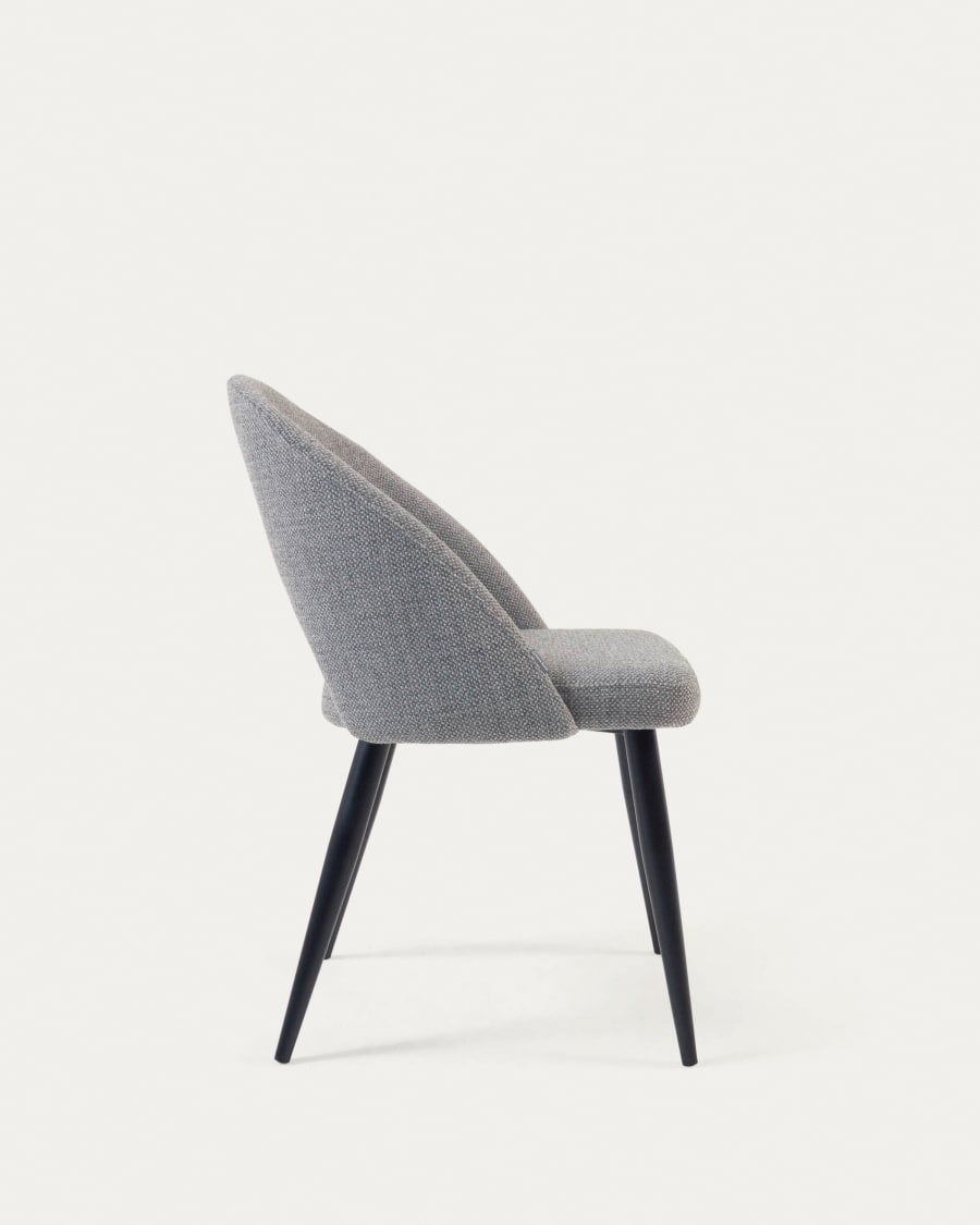 Grey Mael chair with steel legs with black finish FSC 100%