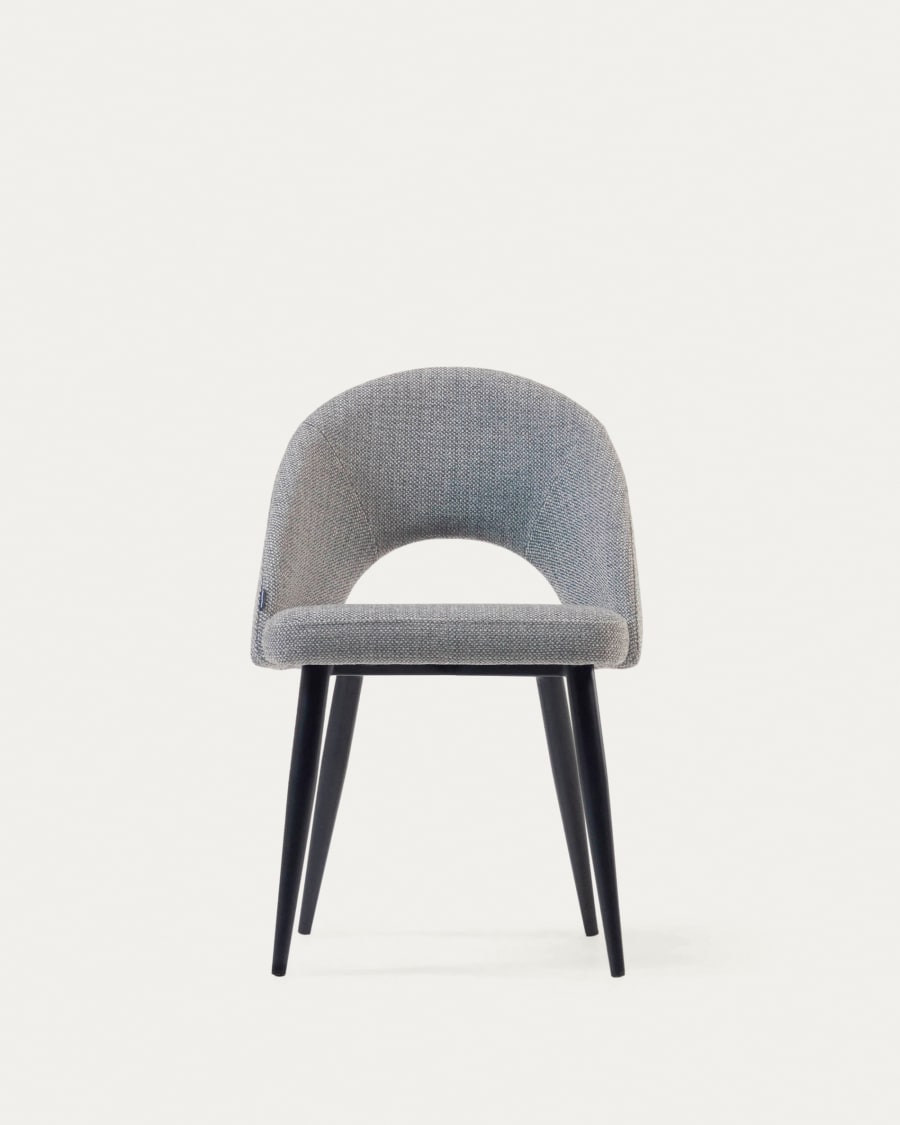 Grey Mael chair with steel legs with black finish FSC 100%