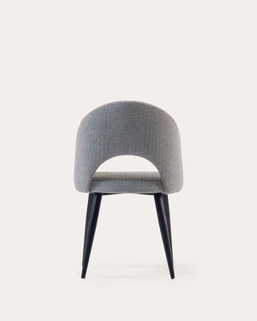 Grey Mael chair with steel legs with black finish FSC 100%