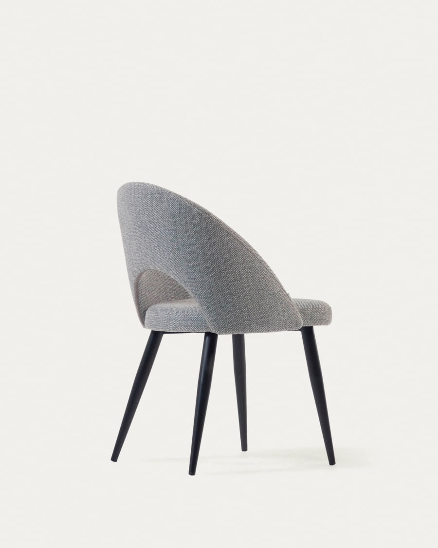 Grey Mael chair with steel legs with black finish FSC 100%