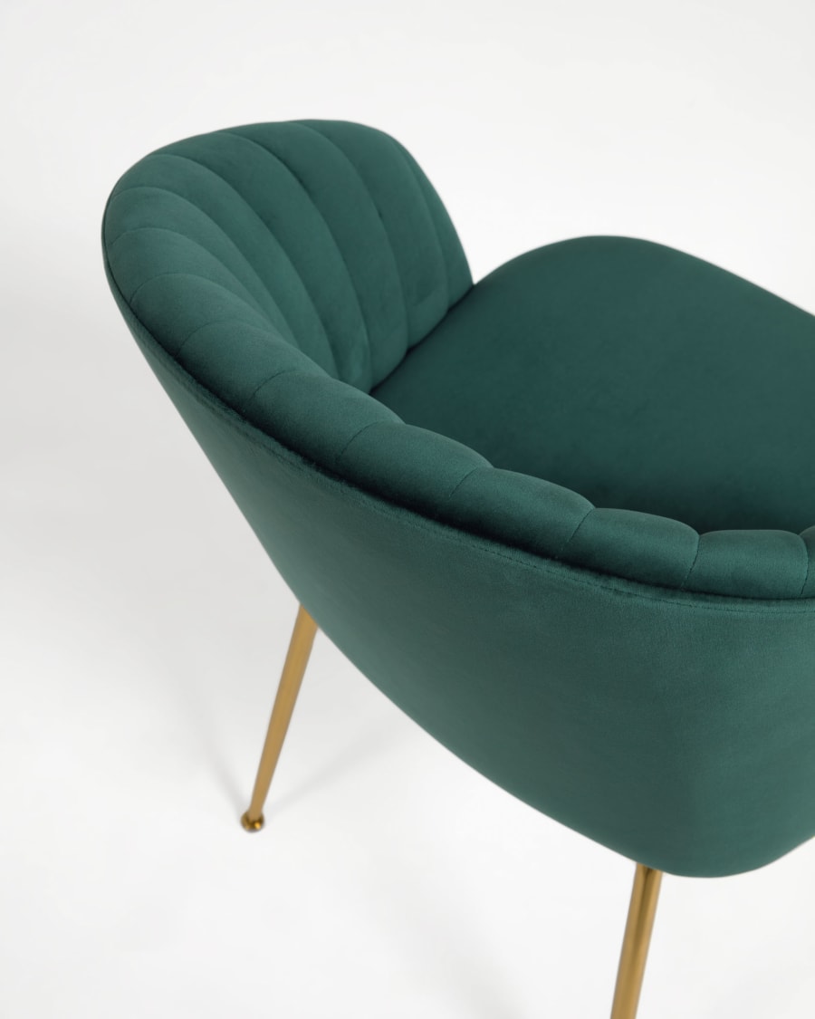 Lumina dark green velvet chair with steel legs with gold finish Kave Home Germany