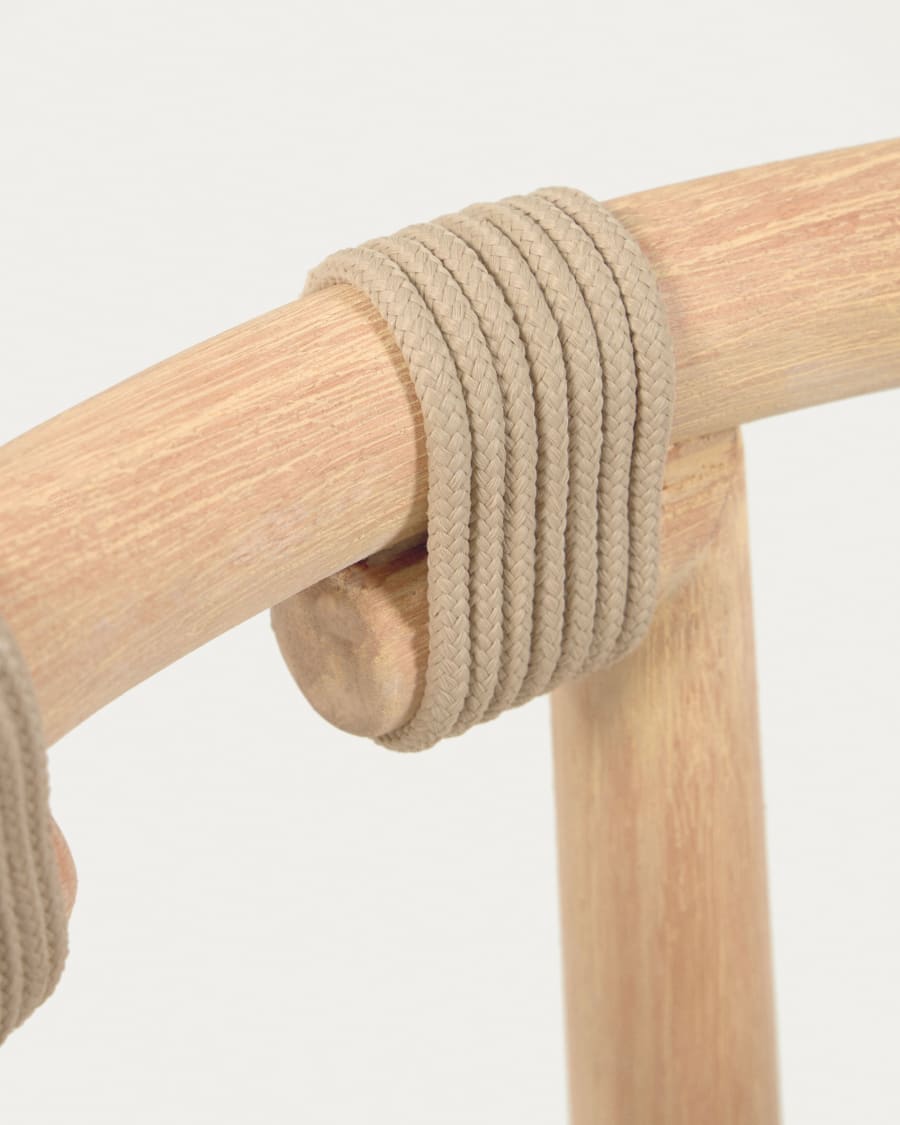 Majela stackable chair in solid eucalyptus with oak-effect finish and beige rope FSC 100%