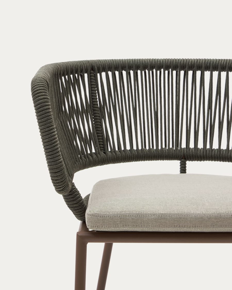 Nadin green cord chair with galvanised steel legs.