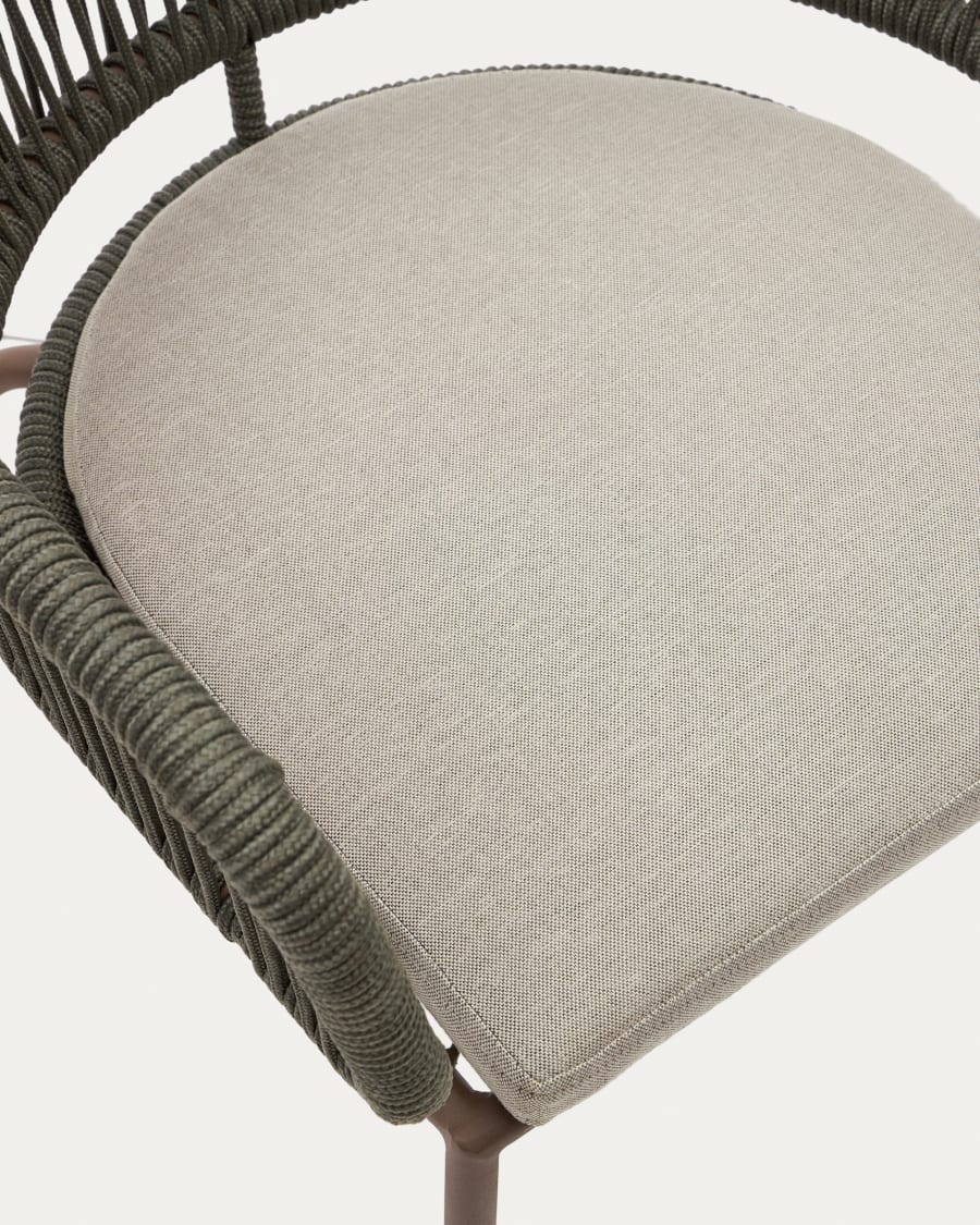 Nadin green cord chair with galvanised steel legs.