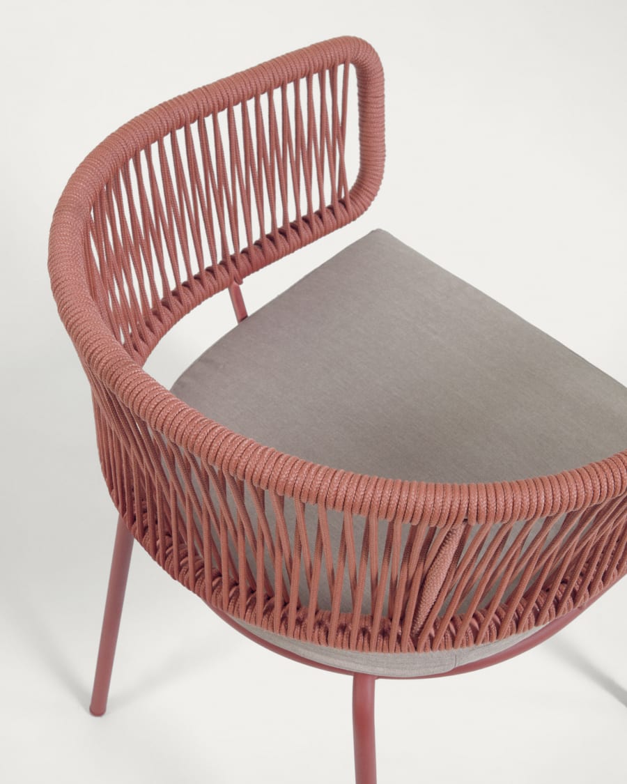 Nadin terracotta cord chair with galvanised steel legs