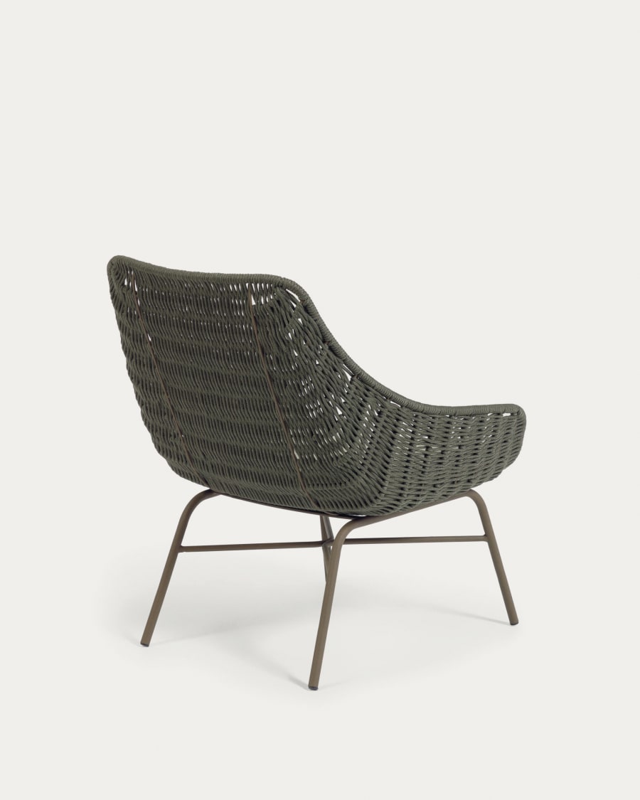 Abeli green cord armchair with galvanised steel legs.