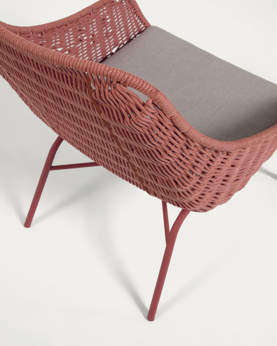 Abeli terracotta cord armchair with galvanised steel legs.