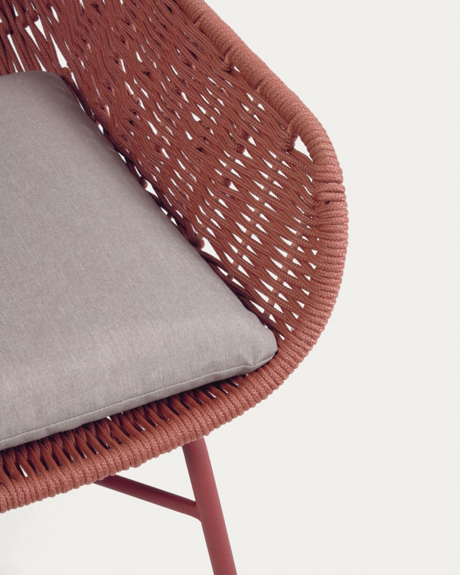 Abeli terracotta cord armchair with galvanised steel legs.