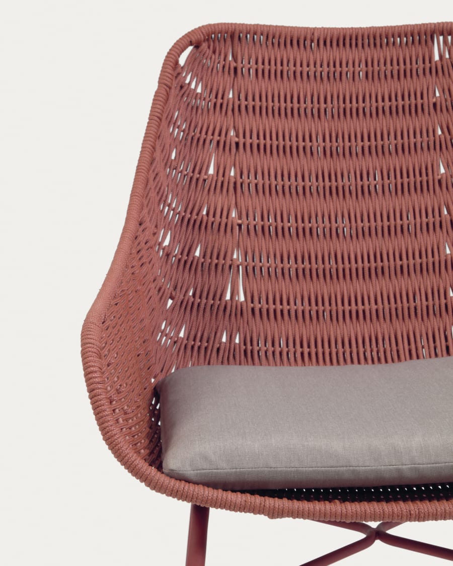 Abeli terracotta cord armchair with galvanised steel legs.