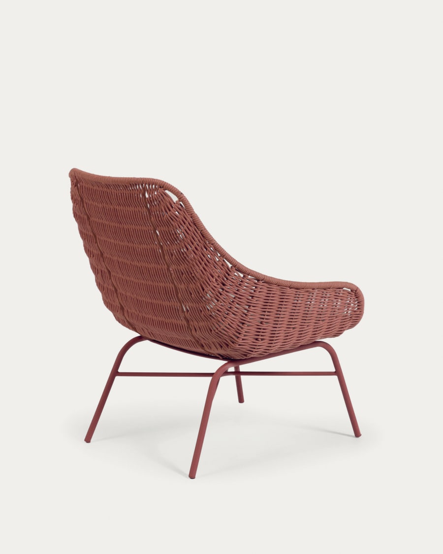 Abeli terracotta cord armchair with galvanised steel legs.