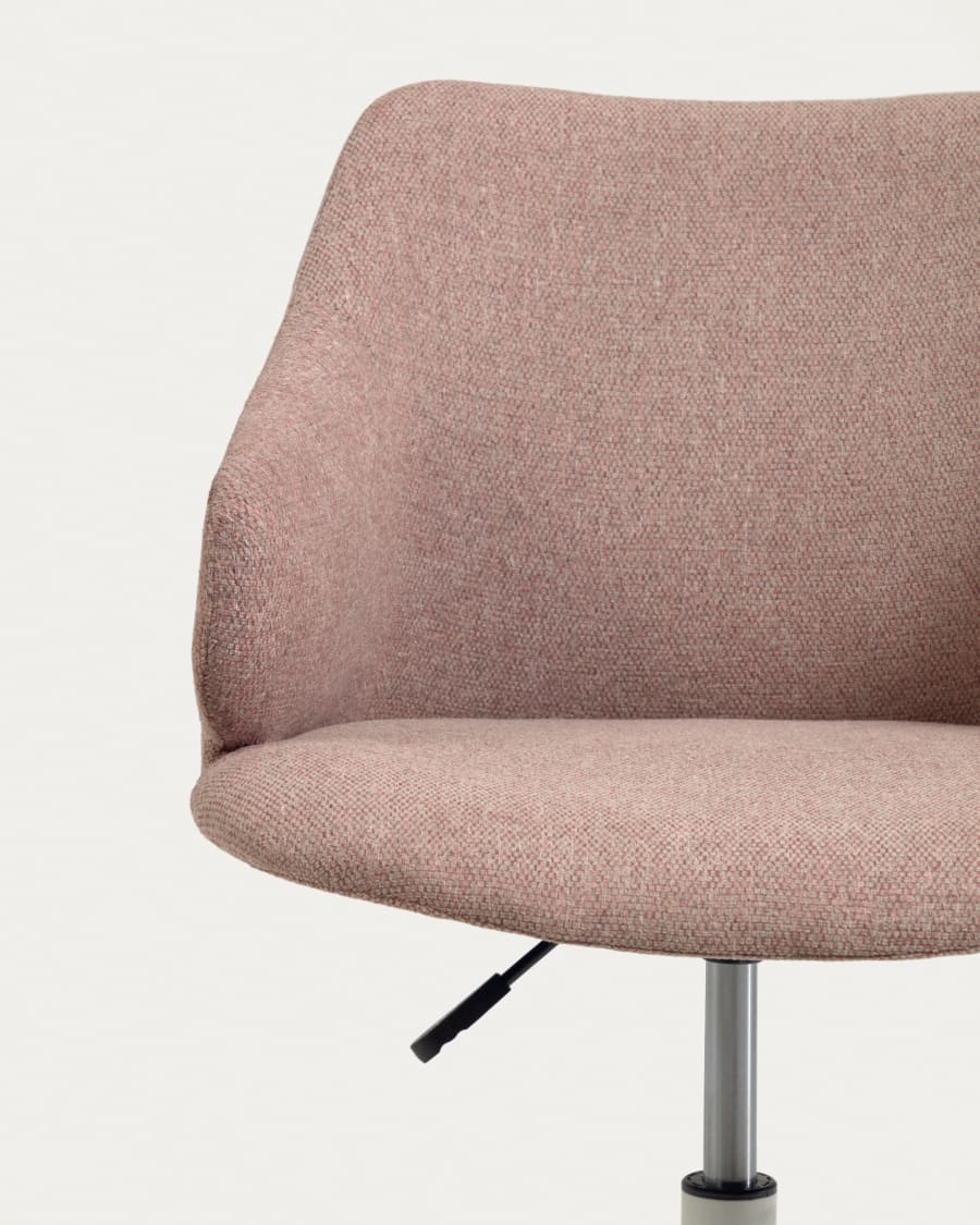Einara pink office chair and legs made of steel in matt white