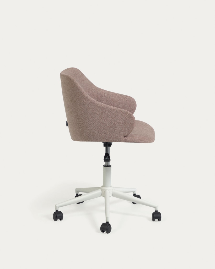 Einara pink office chair and legs made of steel in matt white
