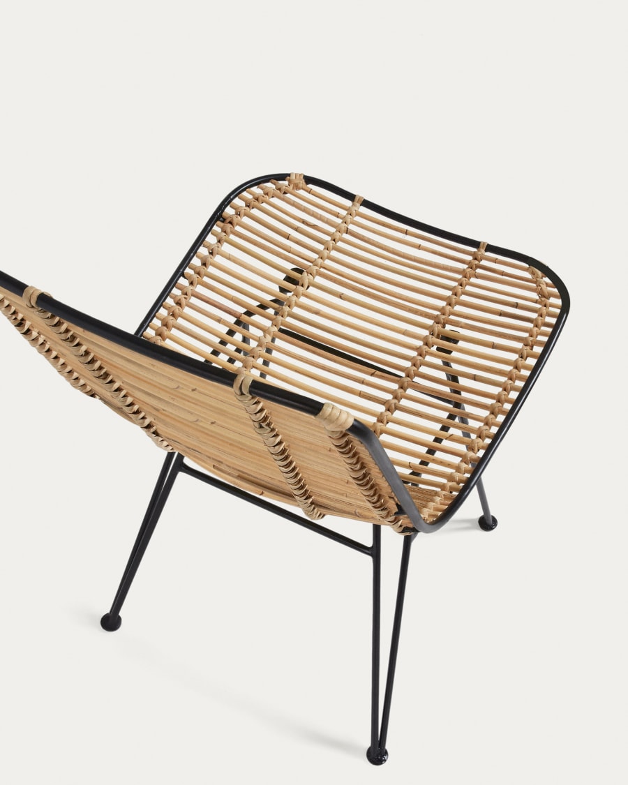 Chaise Tishana en rotin et acier noir