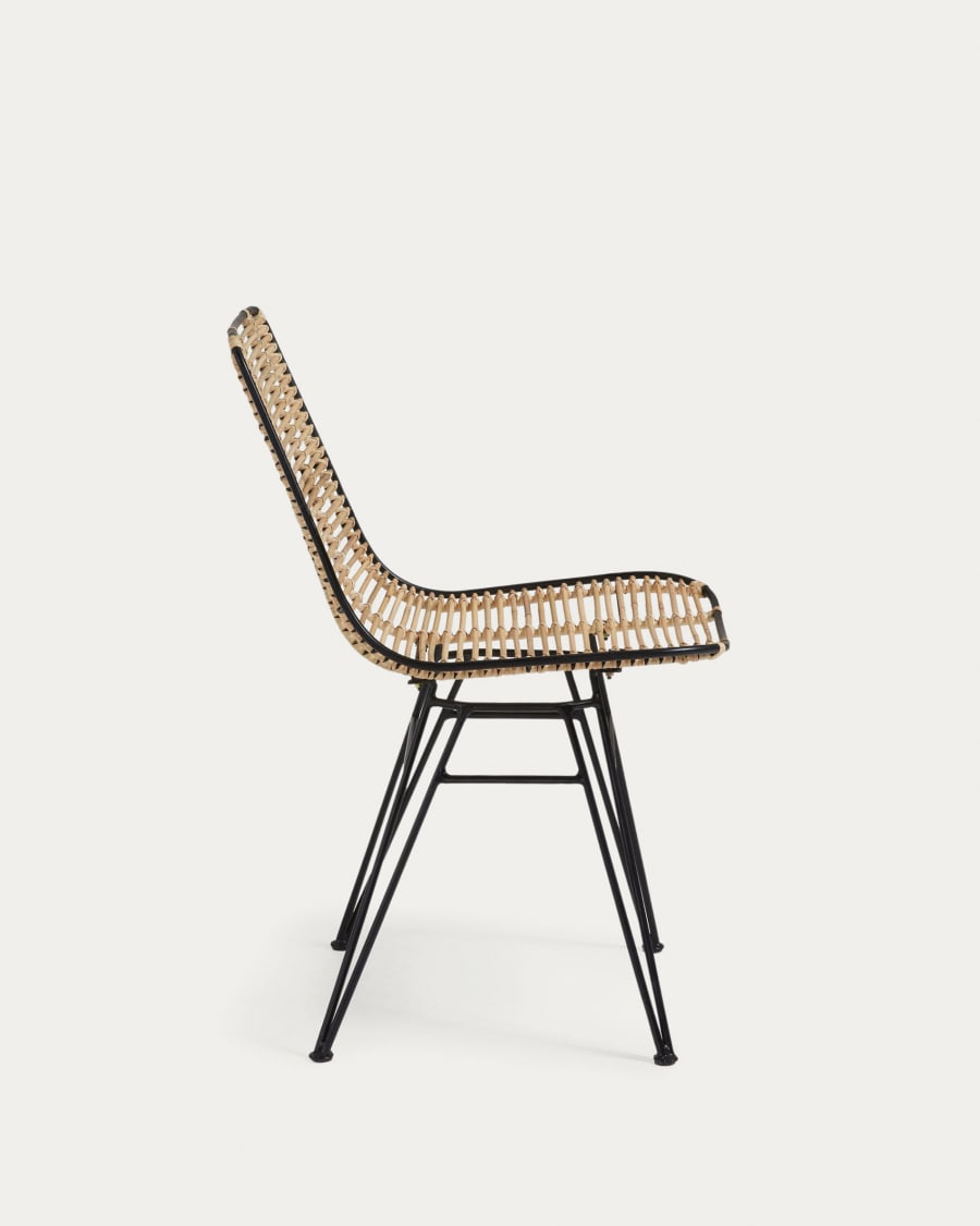 Chaise Tishana en rotin et acier noir