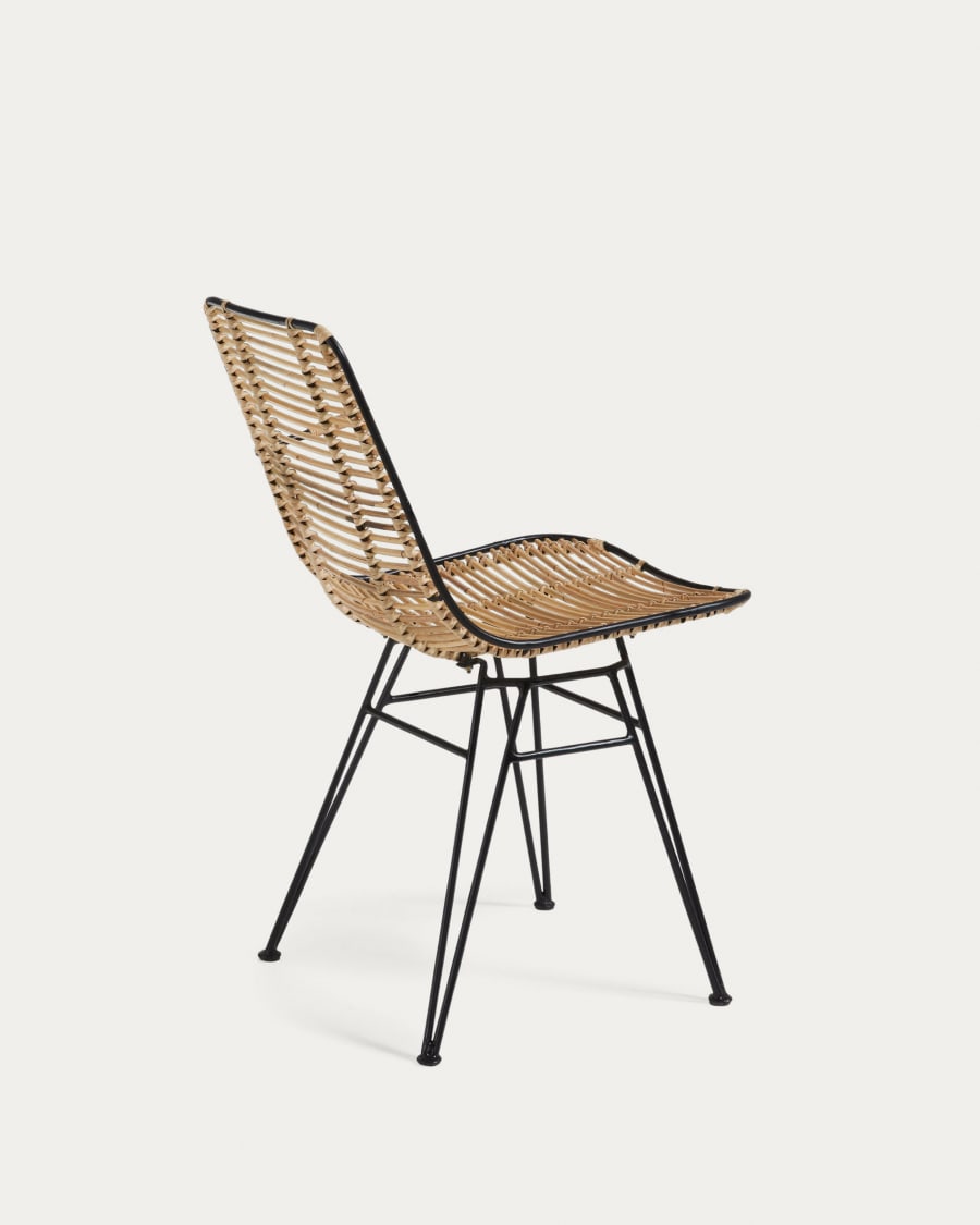 Chaise Tishana en rotin et acier noir