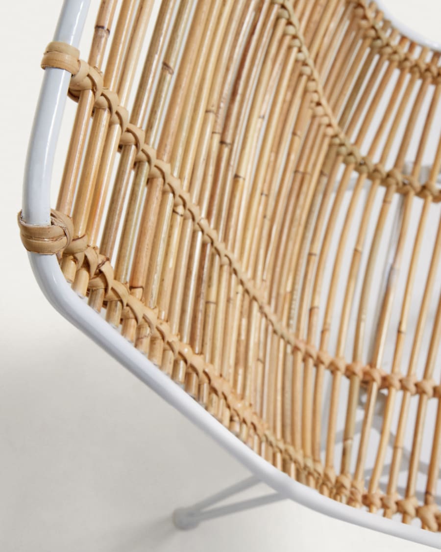 Chaise Tishana en rotin et acier blanc